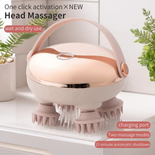 Brosse de Massage Rotative – Soin Capillaire & Détente Profonde