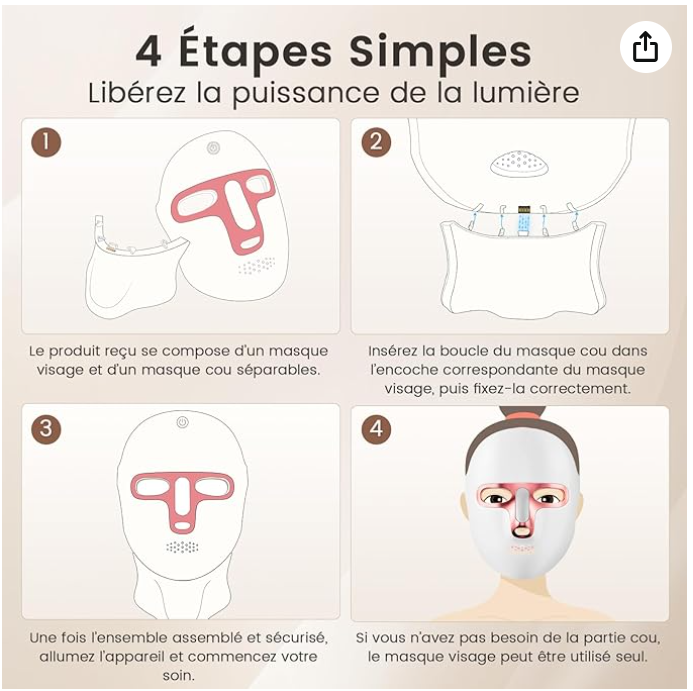 Masque Facial LED 7 Couleurs – La Luminothérapie Professionnelle à Domicile